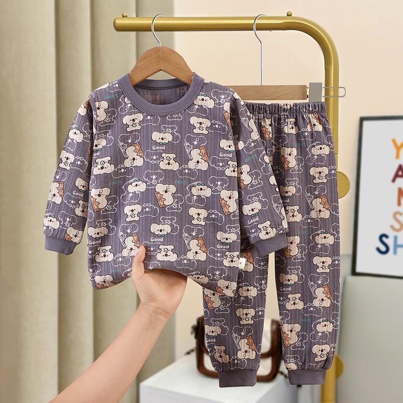 

Осенний жаккардовый хлопковый комплект для мальчиков и девочек, нижнее белье с длинным рукавом, осенняя одежда, осенние брюки, детская пижама, домашняя одежда 110cm