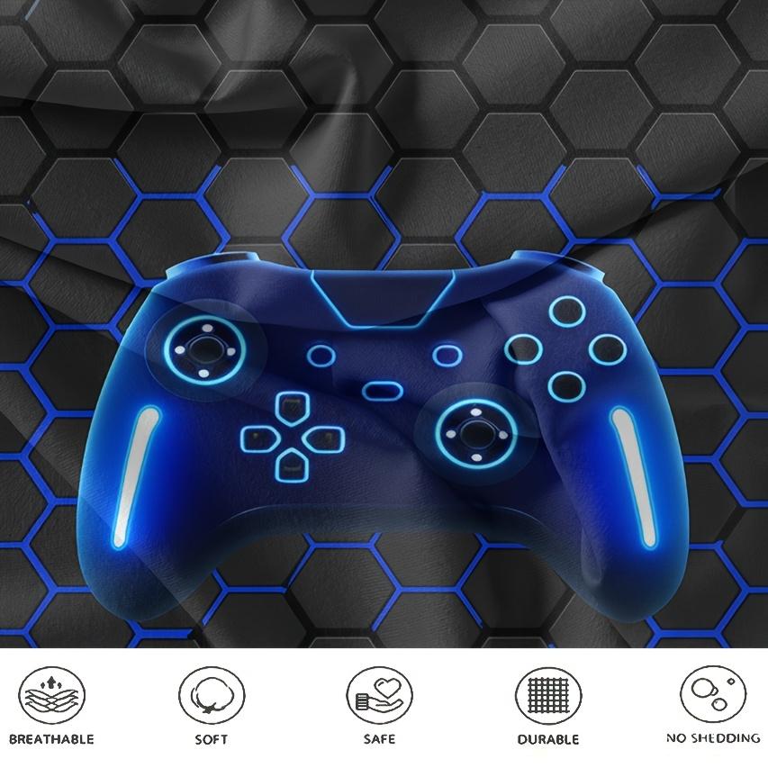 2/3Pcs Game Controller Pattern Duvet Cover Set Light Blue Trendy Digital Print Bedding with Zipper Machine Washable