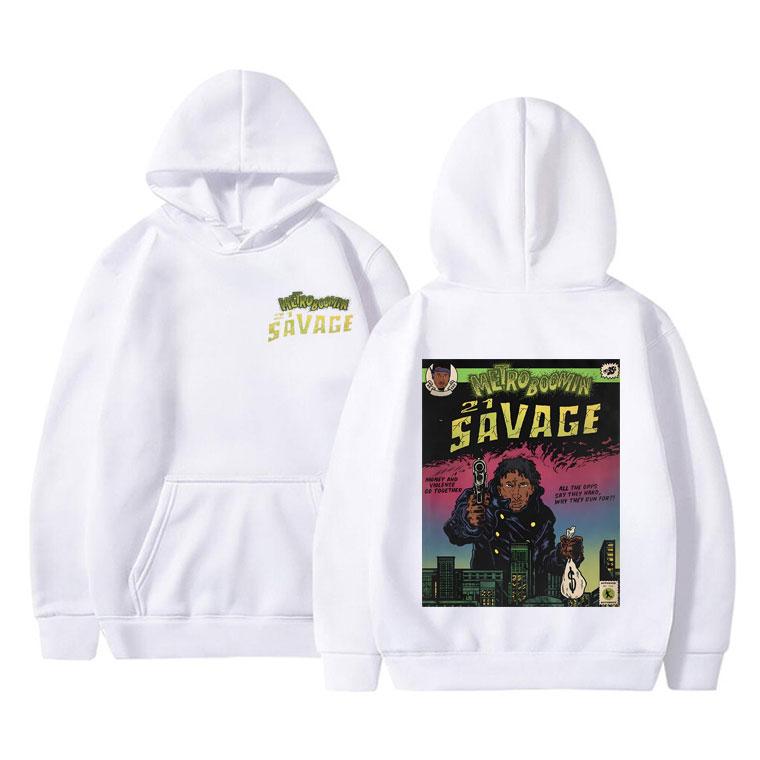 Rapper Metro Boomin 21 Savage Print Hoodie Men's Fashion Clothing Vintage Black Sweatshirt Men Hip Hop Clothes Oversized Hoodies