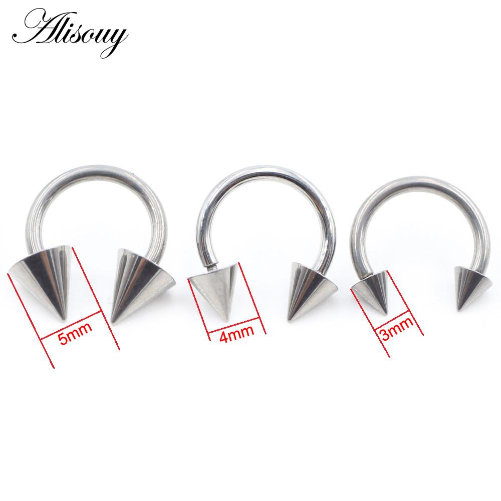 Alisouy 1PC Titanium Cone Internally Threaded Horseshoe Nose Ring Tragus Septum Helix Cartilage Earring Body Piercing Jewelry