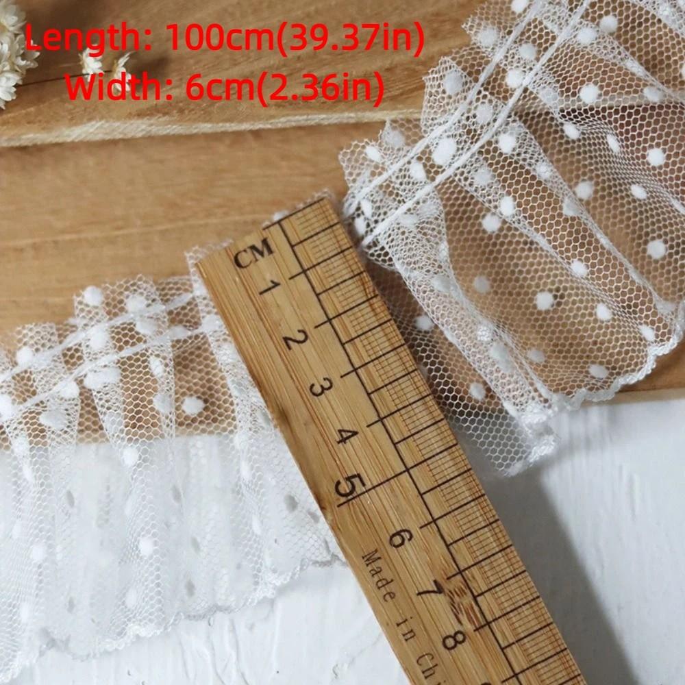 Black/White Mesh Lace Trim Vintage Lace Fabric Ribbon Decoration Material Pleated Lace Trim  Cuffs