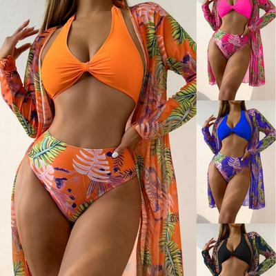 European and American Bikini Women's Split Three-Piece Long-Sleeved Outerwear Blouse Swimsuit