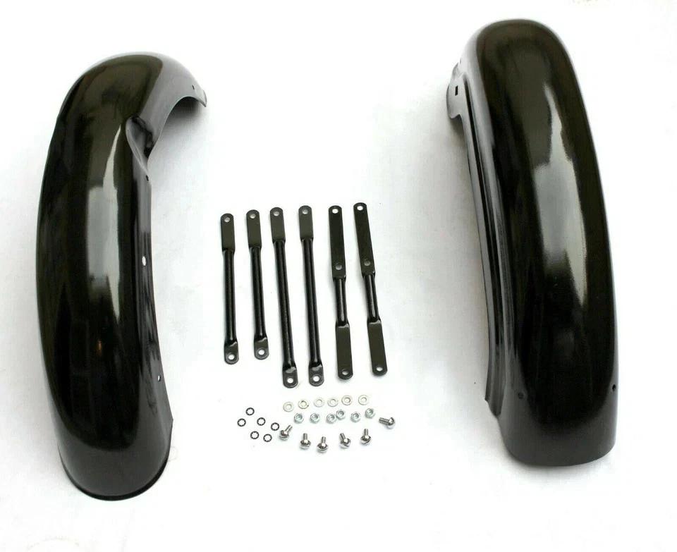 ROYAL ENFIELD BULLET 350cc BLACK FRONT & REAR MUDGUARD FENDER BUMPER SET GEC