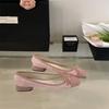 2025 Spring French Inner Height Increase Retro Pink Single Shoes Women's Shoes Small Fragrant Ballet Bow Fairy Shoes