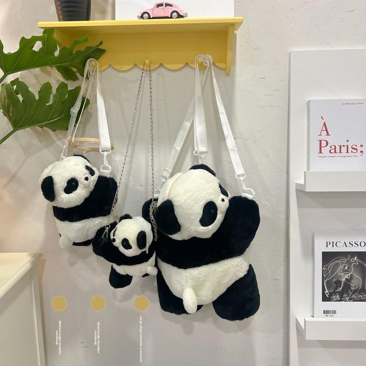 Cute Plush Panda Shoulder Bag For Women Students Soft Fluffy Crossbody Purse Versatile Fashionable Small Handbag