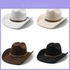 Classic Wool Felt Western Cowboy Hat With Wide Brim For Summer Outdoor Activities