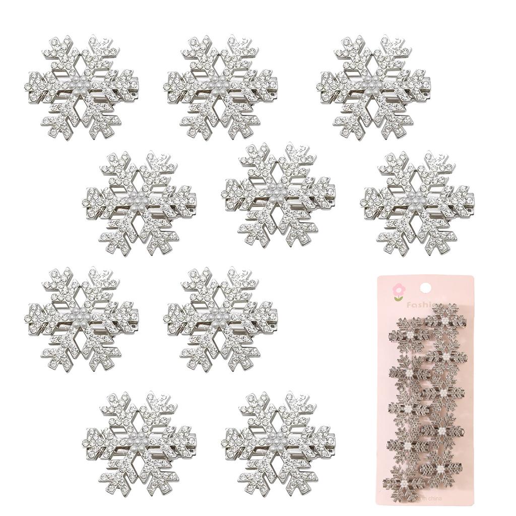 Super Flash High-end Diamond-studded Christmas Snowflake Hairpin Full of Diamond Metal Bangs Clip Hairpin Hair Accessories