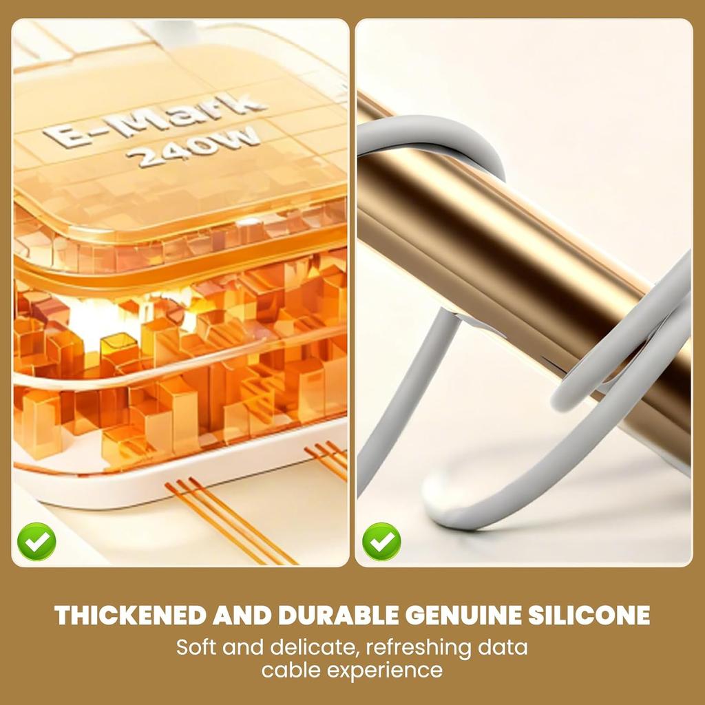 1.5M 4-in-1 Fast Charging Cable with LED Indicator 240W USB C  Universal Cable with Lightning/Micro-USB/Type-C Ports for All Phones Tablets Power