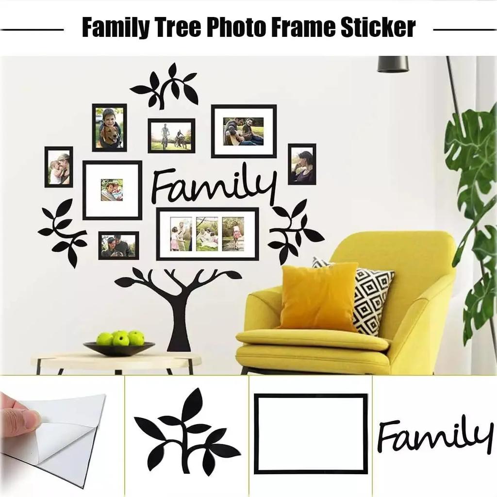 3D Acrylic Family Photo Tree Wall Stickers For Living Room DIY Photo Frame Tree Mirror Decal Home Decorative Art Wall Decals