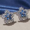 Gorgeous Blue Cubic Zirconia Stud Earrings Engagement Wedding Party Accessories For Women Blue Earrings Fashion Jewelry