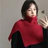 Decoration Accessories High Collar Solid Color Wraps Female Wool Scarf Knitted Shawl Knitted Cape