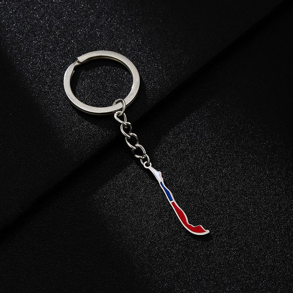 Retro Chile Map Flag Keychain Ornament - Stainless Steel Drip Oil Design for Men & Women, Hot-Selling in Europe