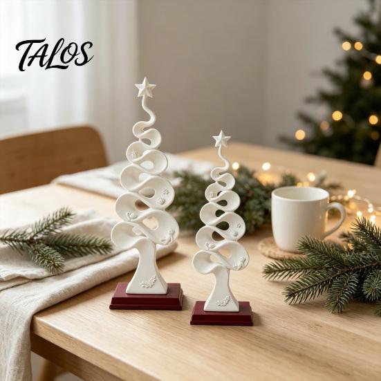 Sophisticated Home Office Art Abstract Christmas Tree Figurine, Artistic Spiral Sculpture, Modern Xmas Stylish Desktop Piece Statue for Desk