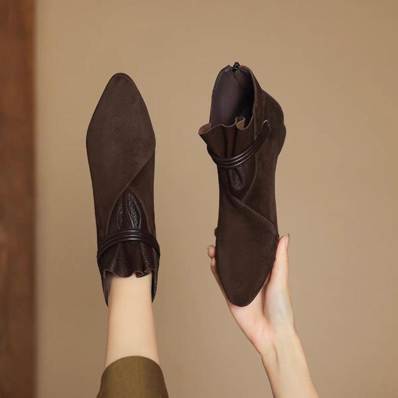 

Замшевые ботильоны на толстом каблуке, на среднем каблуке, женские осенне-зимние новые одинарные ботинки, модные огромные тонкие универсальные ботинки Мартина, тонкие ботинки 42