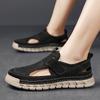 Fashion Senior Men Hand Sewn Thread Sandals Male Leather Mesh Stitching Summer Men Beach Sandals Fashion Outdoor Casual Sneakers Sandals