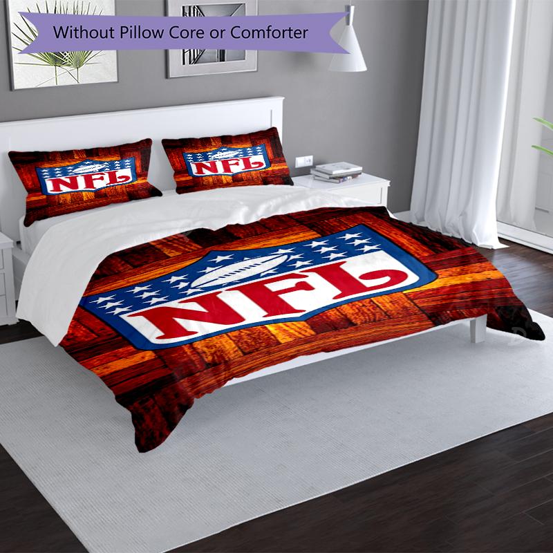 NFL Artwork Design Bed Bedding Set 1 Duvet Cover + 2 Pillowcases Soft Breathable Household Bed Linens