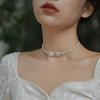 Irregular Love Bow Pearl Necklace High-end Star Collarbone Chain Women's Neck Chain