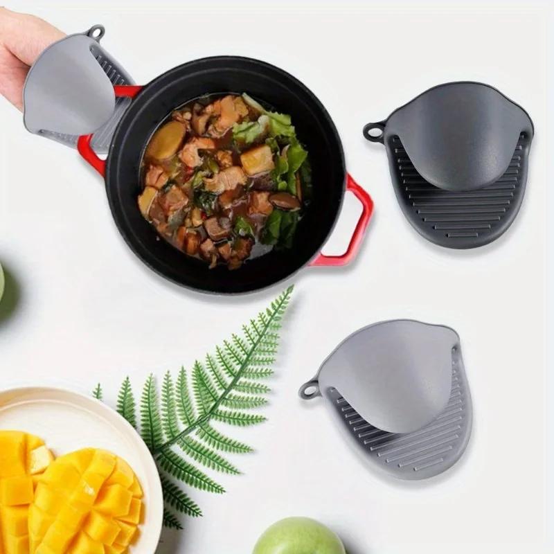 2PCS Oven Mitts, Silicone Pot Holders Heat Resistant, Mini Oven Gloves for Kitchen, Thickened Silicone Hot Pads for Cooking
