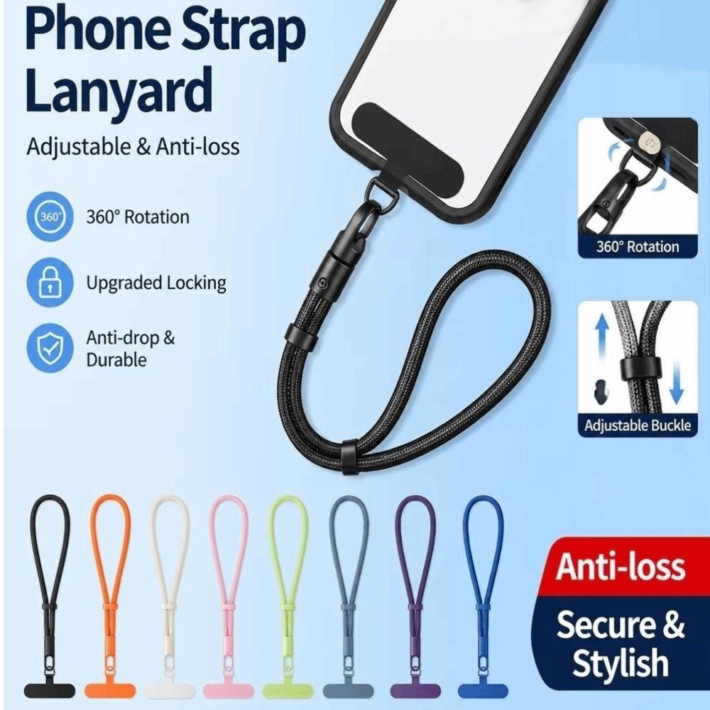 Self-Locking Short Phone Lanyard Anti-Drop Structure Phone Wrist Strap for Keychains