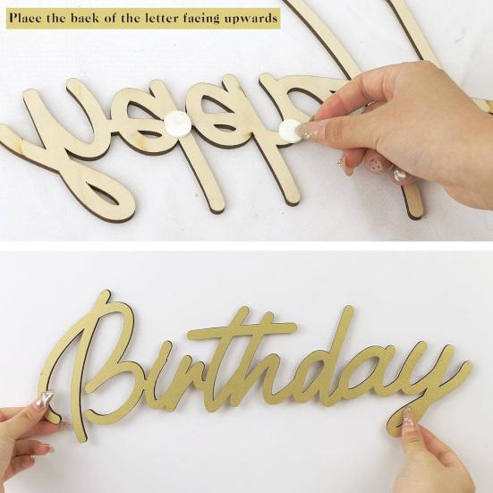 Happy Birthday Wooden Sign Reusable Happy Birthday Letters Sign for Balloon Arch Backdrop Wall Decoration Photo Prop