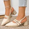 Fashion Pointed Toe Chunky Heel Sandals for Women Summer 2025 Double Buckle Strap Thick Heeled Pumps Woman Slingback Dress Shoes