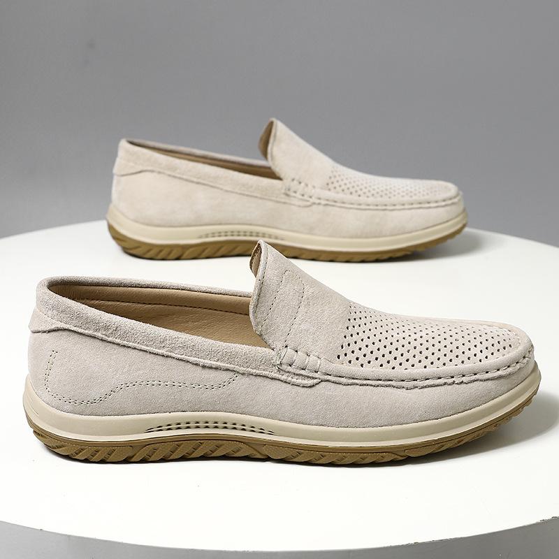 Summer velvet hollow Doudou shoes men's Korean version of trendy shoes one pedal breathable comfortable lazy shoes casual shoes driving shoes