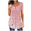 Women's Summer Short Sleeve Round  Neck Top Floral Butterfly Print Top