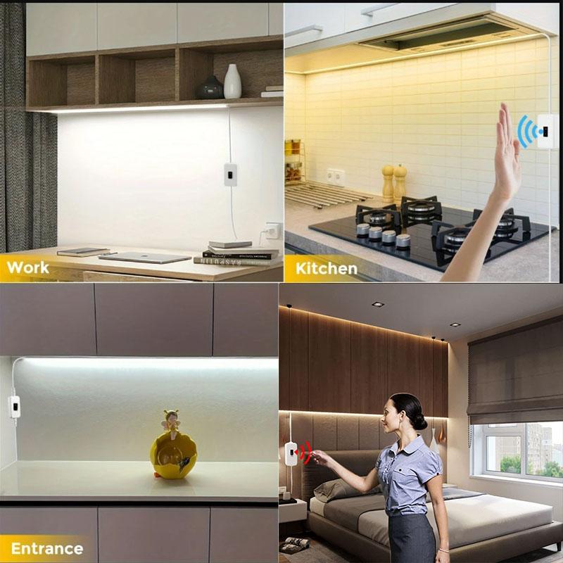 5V COB LED Light Strip Hand Sweep Sensor LED Strip with USB Power for Kitchen TV Backlight Self-adhesive Tape