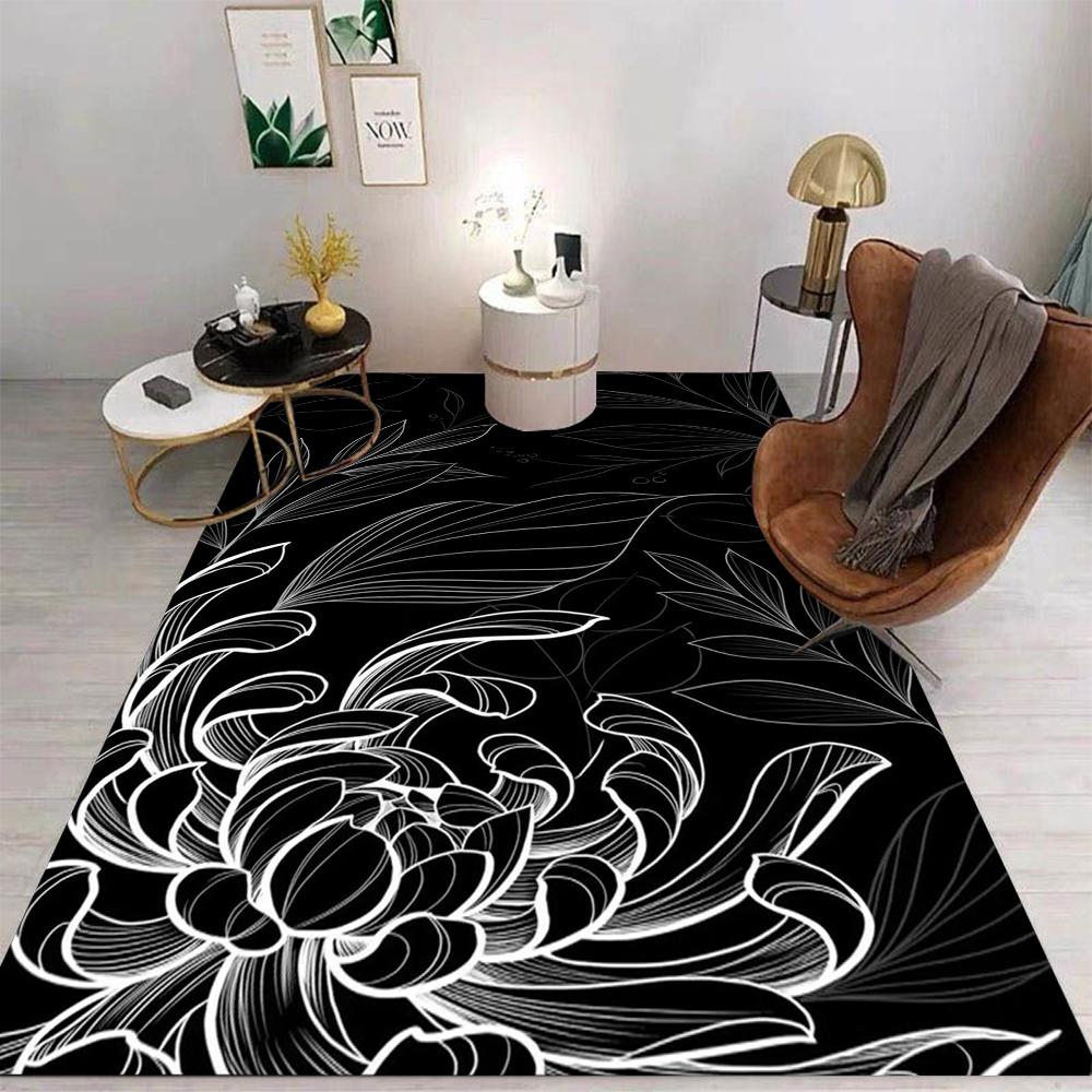 Oriental Art Style Carpet With Floral Dragon Patterns Retro Elegant Design NonSlip Rug For Living Room Bedroom Sofa Area