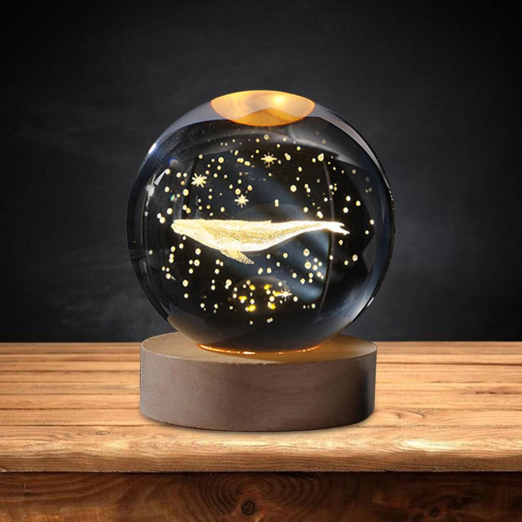 Ball Night Light with Resin base Decorative Ornaments for Christmas Desktop Living Room Restaurant