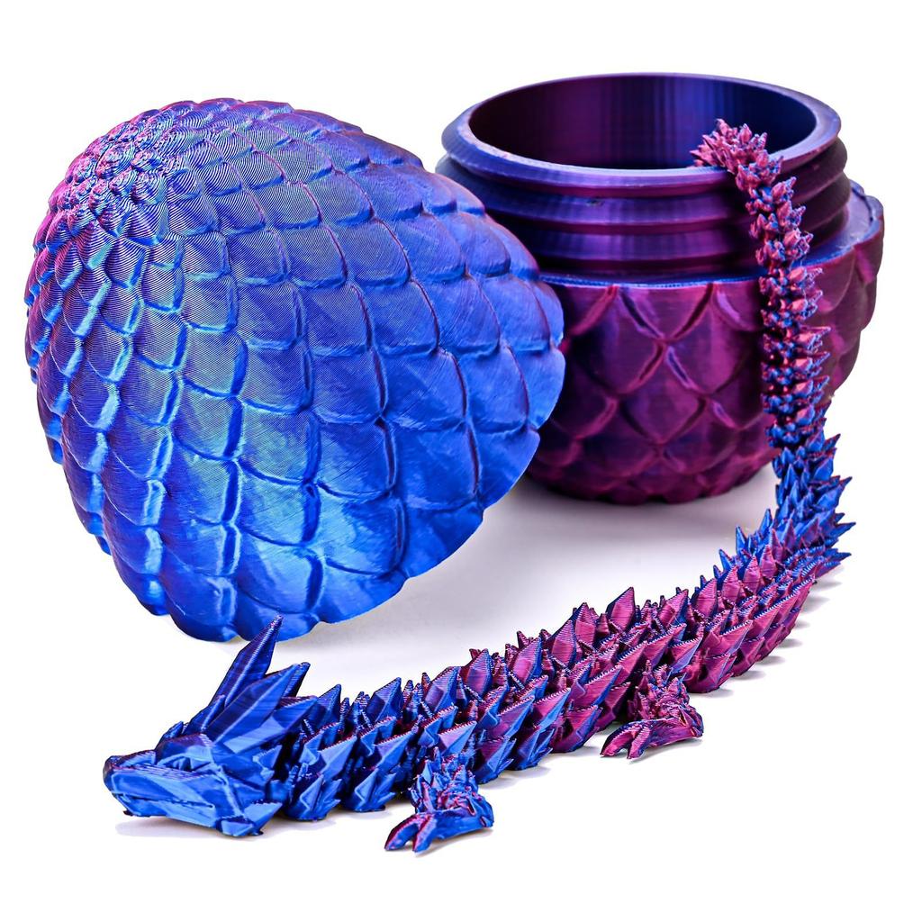 3D Printed Dragon Egg With Dragon Full Articulated Dragon Modle Movable Rotatable Articulated Desktop Ornament Kid Toy
