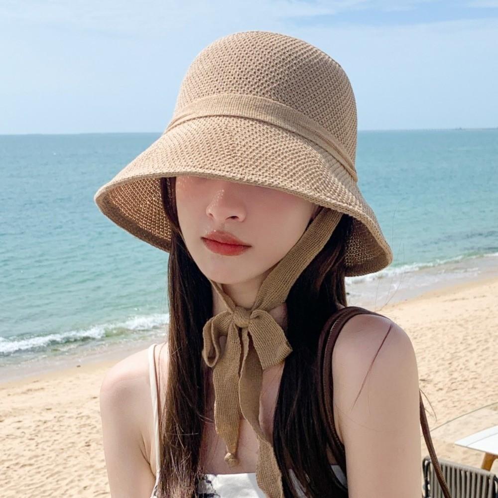 

Fashion Breathable Straw Hat Large Brim Adjustable Fisherman Cap Outdoors Shade Sunscreen Caps Outdoors