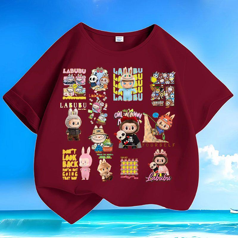 

Children s Pure Cotton Fashionable T-shirt, Summer Loose Round-neck Short-sleeved Top for Boys and Girls 160