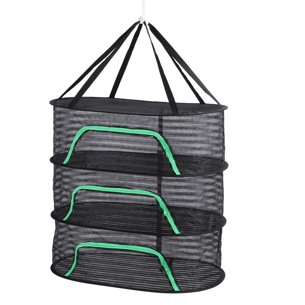 Hanging Drying Mesh with Zipper Breathable Polyester Foldable Hanging Mesh Drying Rack for Fish Vege