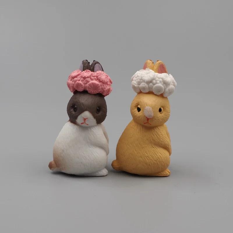 12Pcs Desk Decoration Crafts Cute Mini Rabbit Miniature Hare Animal Figurine Mini Bunny Garden Ornament Micro Landschaft Craft