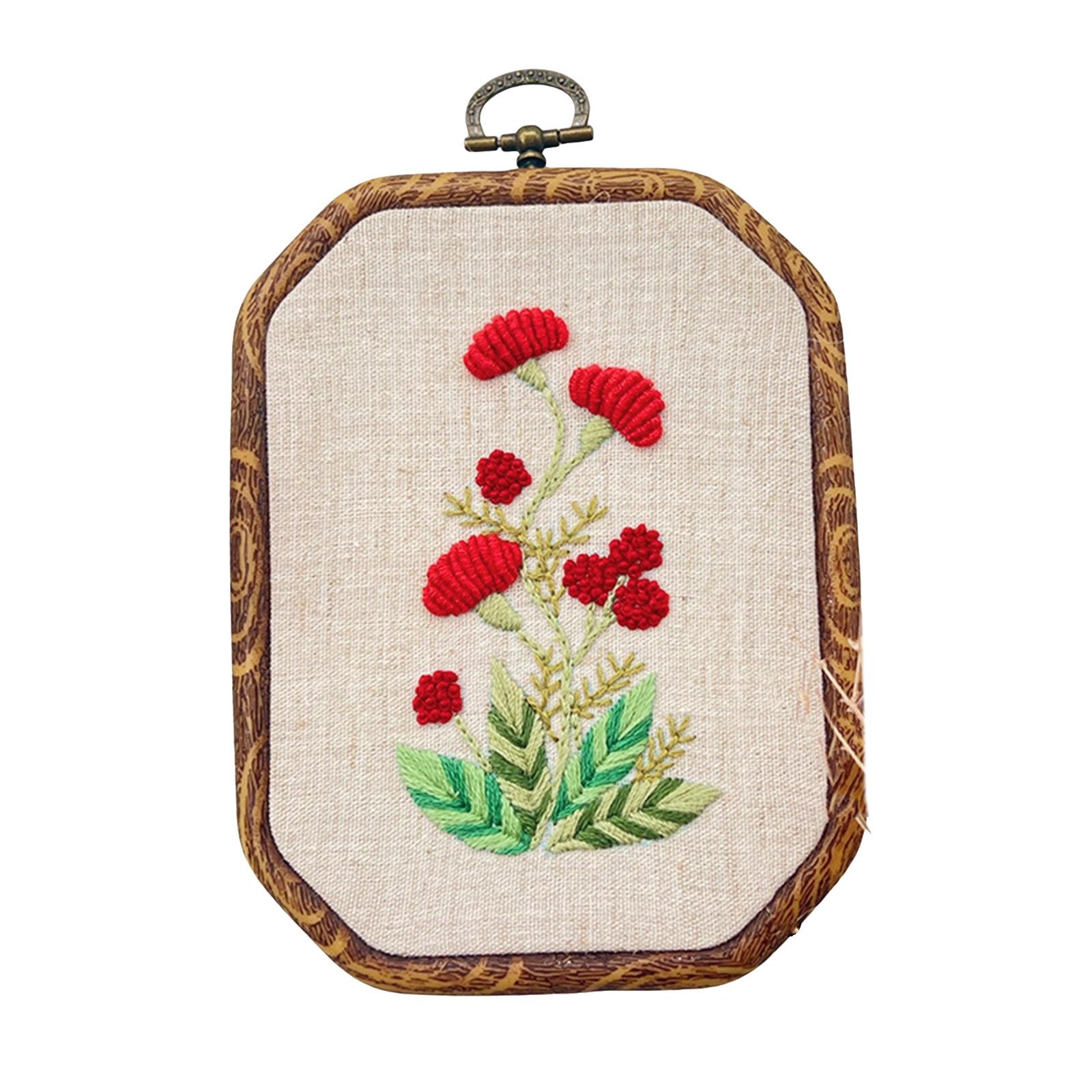 

Набор для вышивания цветов с пяльцами, инструкцией, тканью для вышивания, нитками и иглой, принадлежности для вышивания для начинающих E