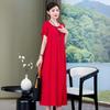 Plus Size Korean Style Summer Floral Cotton Silk Dress - Slimming Design for 240 Jin