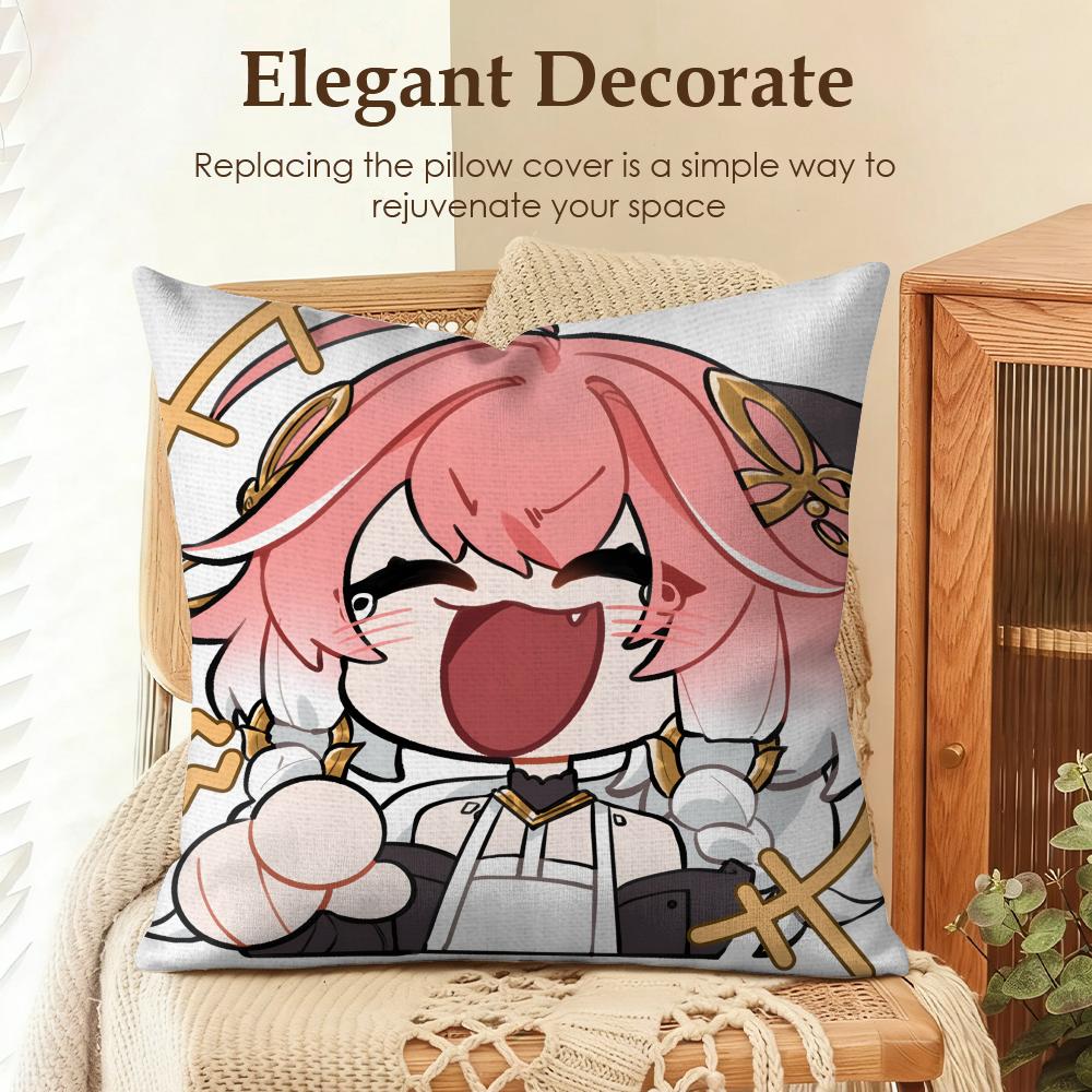 

Changli cute wuthering waves Cushion Cover Natural Linen Organic Fabric DoubleSided Printing Sofa Home Decor Gift Pillow Case 30x30cm