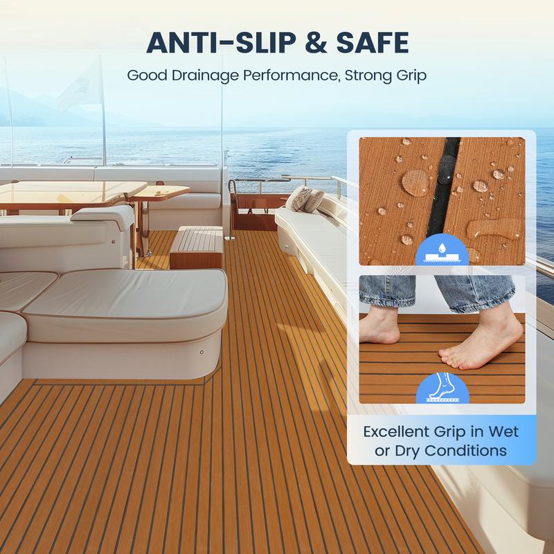 Self-Adhesive EVA Foam Marine Boat Yacht Flooring 3000x900x6mm Faux Teak Decking Sheet Pad Boat Decking Decor Mat