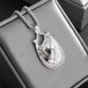 Hip-Hop Shiny Ice Out Zircon Gold Color Horse Head Pendant Horseshoe Necklace for Men and Women Trendy Rock Party Jewelry