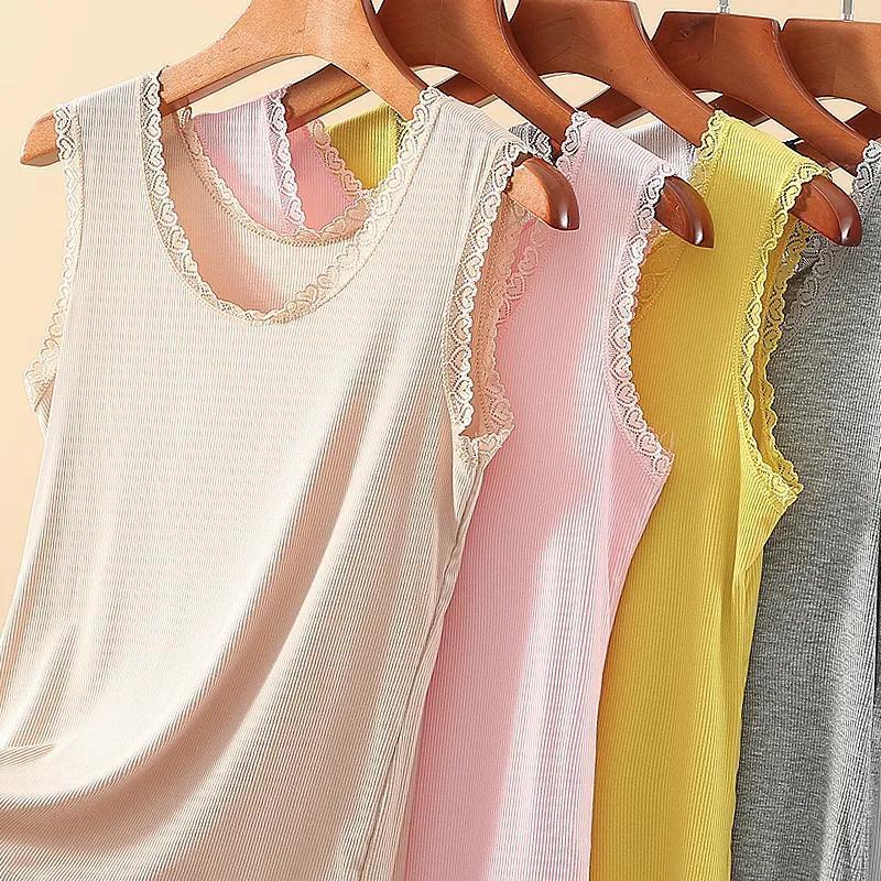 Mo Dai Ice Thread Women's Tank Top with Lace Lace Loose Large Size Slim Fit Fashion Sleeveless Bottom Shirt
