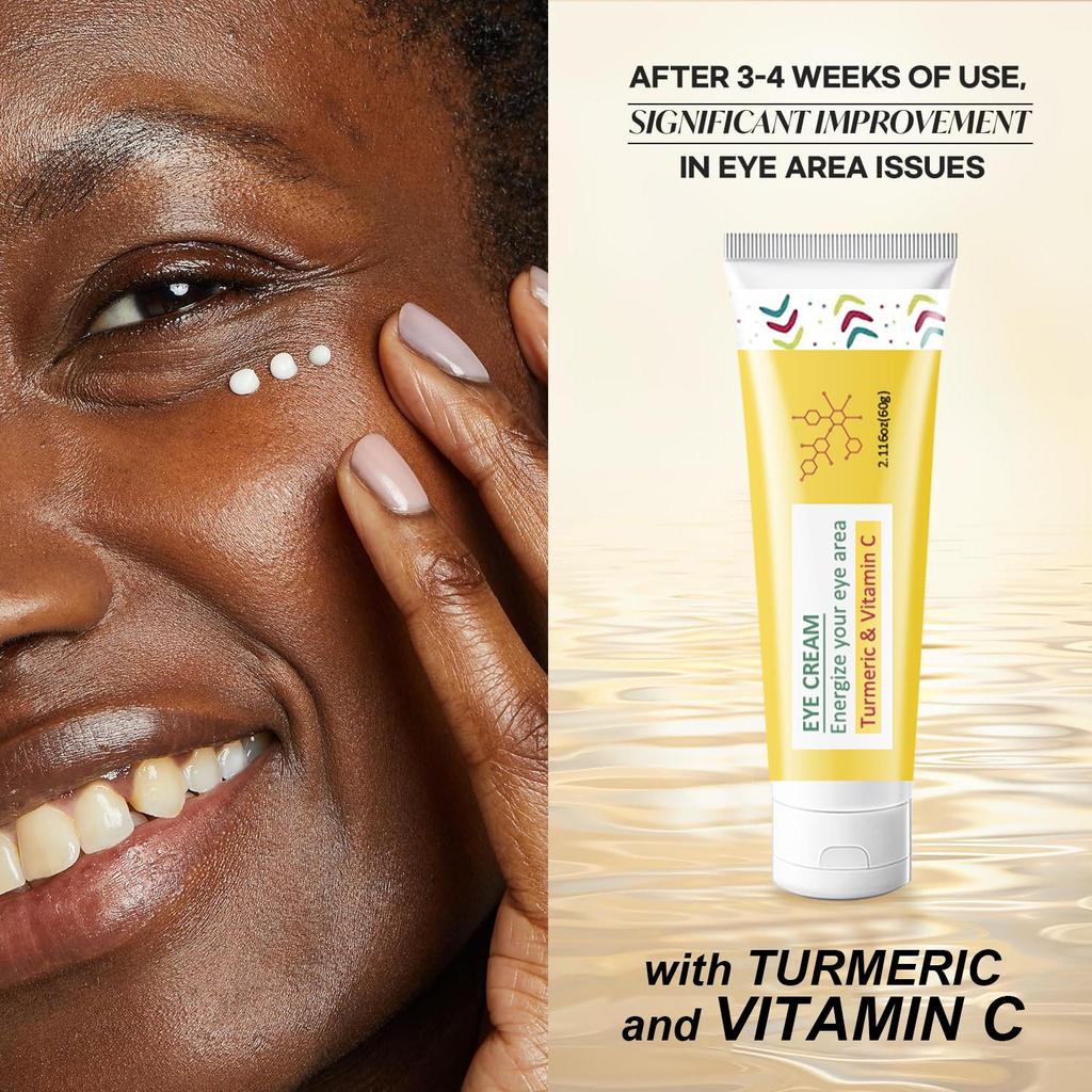 Eye Cream With Turmeric & Vitamin C - Hydrates and Nourishes Delicate Under-Eye Skin, Improves Eye Bags and Firms Skin,60g