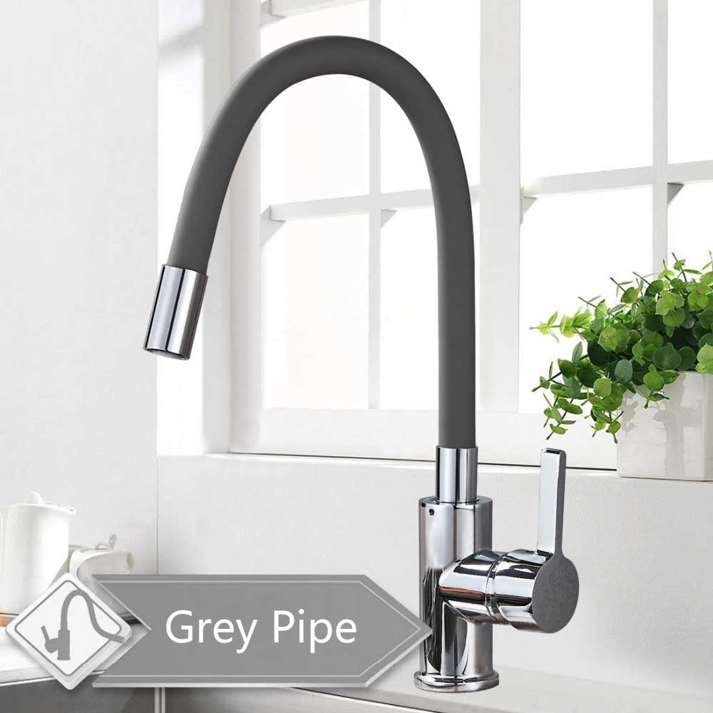 

Смеситель для кухни, практичный поворотный телескопический шланг для мойки с горячей и холодной водой, гибкий универсальный Zinc alloy серый