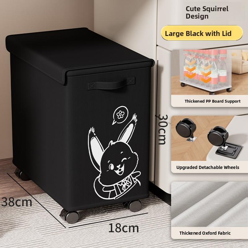 1pc Movable Storage Basket Oxford Cloth Laundry Basket With Pulleys Large Capacity Foldable Office Storage Rack Snacks Trolley