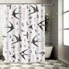Black White Swallow Birds Shower Curtain for Bathroom Decor Floral Design Printed Waterproof Home Decoration in Bath Curtains