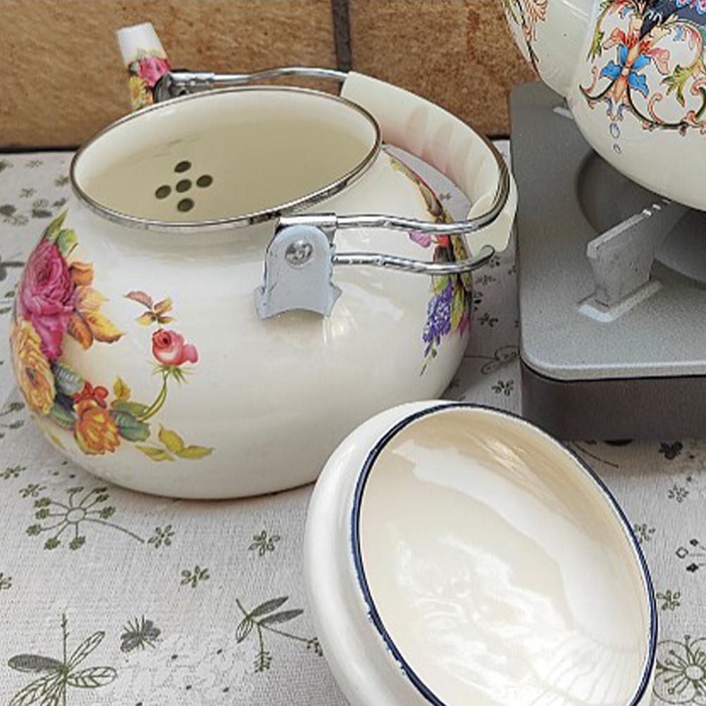 Portable Water Kettle Teapot Restaurant Enamel Teakettle High Quality Office Vintage