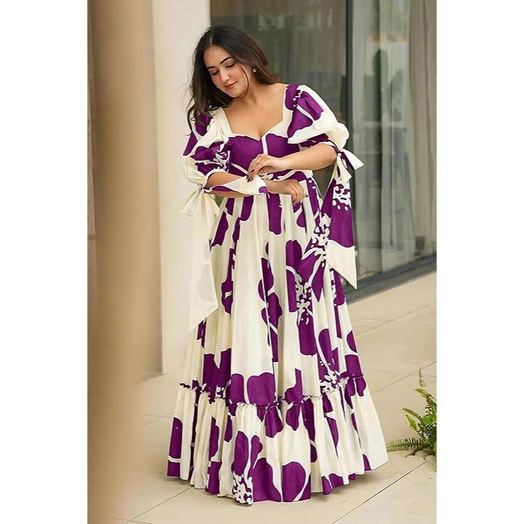 Women's Rayon Floral Printed Maxi Dress|One Piece for Women|Western Dress|Flared Dress for Women|Ankle Length Dress