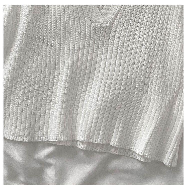 Salt-Style Summer Two-Piece: Knit Top & High-Waisted Pleated Skirt Set for Students