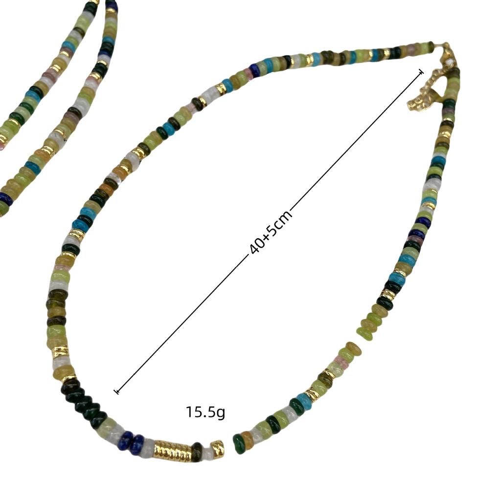 Dopamine Natural Stone Color Green Glazed Beaded Necklace Women'S High-End Accessories Collarbone Chain Neck Chain