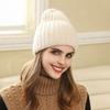 Autumn and Winter Women's Warm Handmade Wool Hat Solid Color Knitted Hat Versatile Fashion Striped Pullover Ear Protector Cold Hat